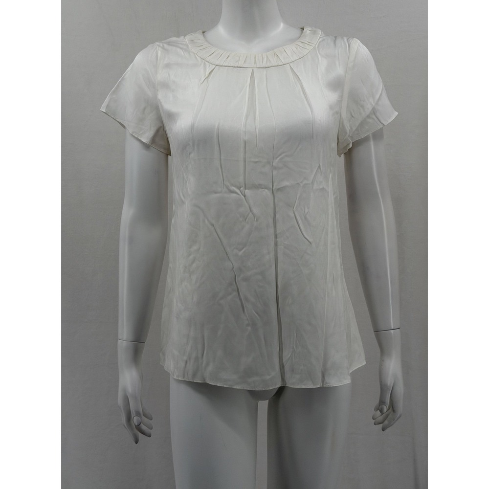 Boden Top Womens 6 Ivory Silk Blend Carey Pleated‎ Sheer Lightweight Minimalist